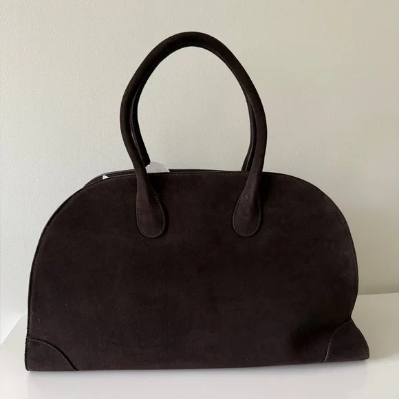 New COS Studio Bowling Bag Suede Dark Brown